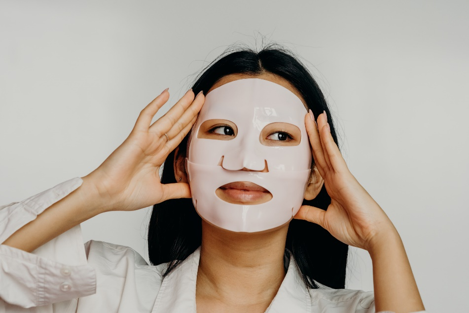  A woman with a face mask on her face
