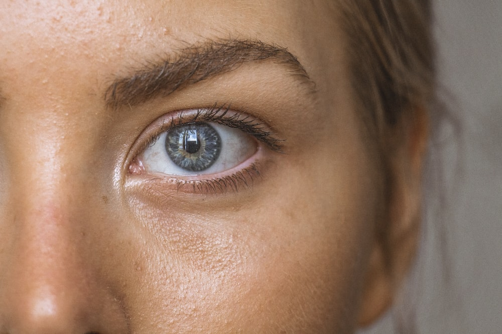 a girl with blue eyes