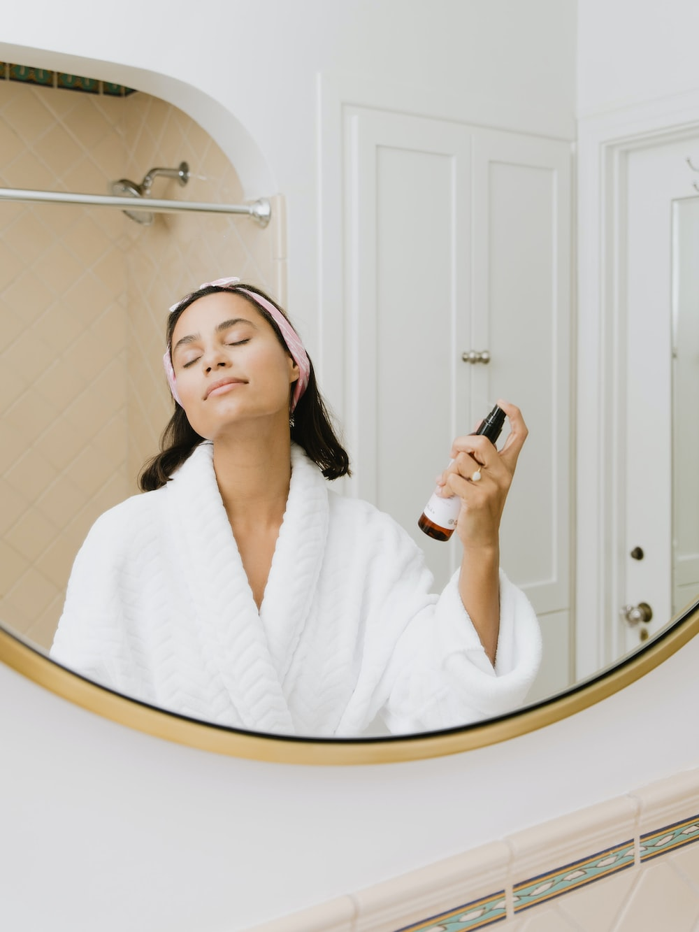 a woman doing skin care