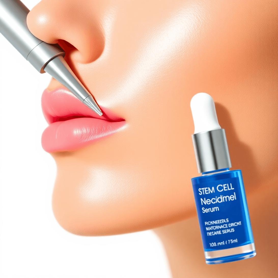 Close-up of microneedling treatment with a stem cell serum, highlighting how the best stem cell serum can support skin repair and a radiant glow.