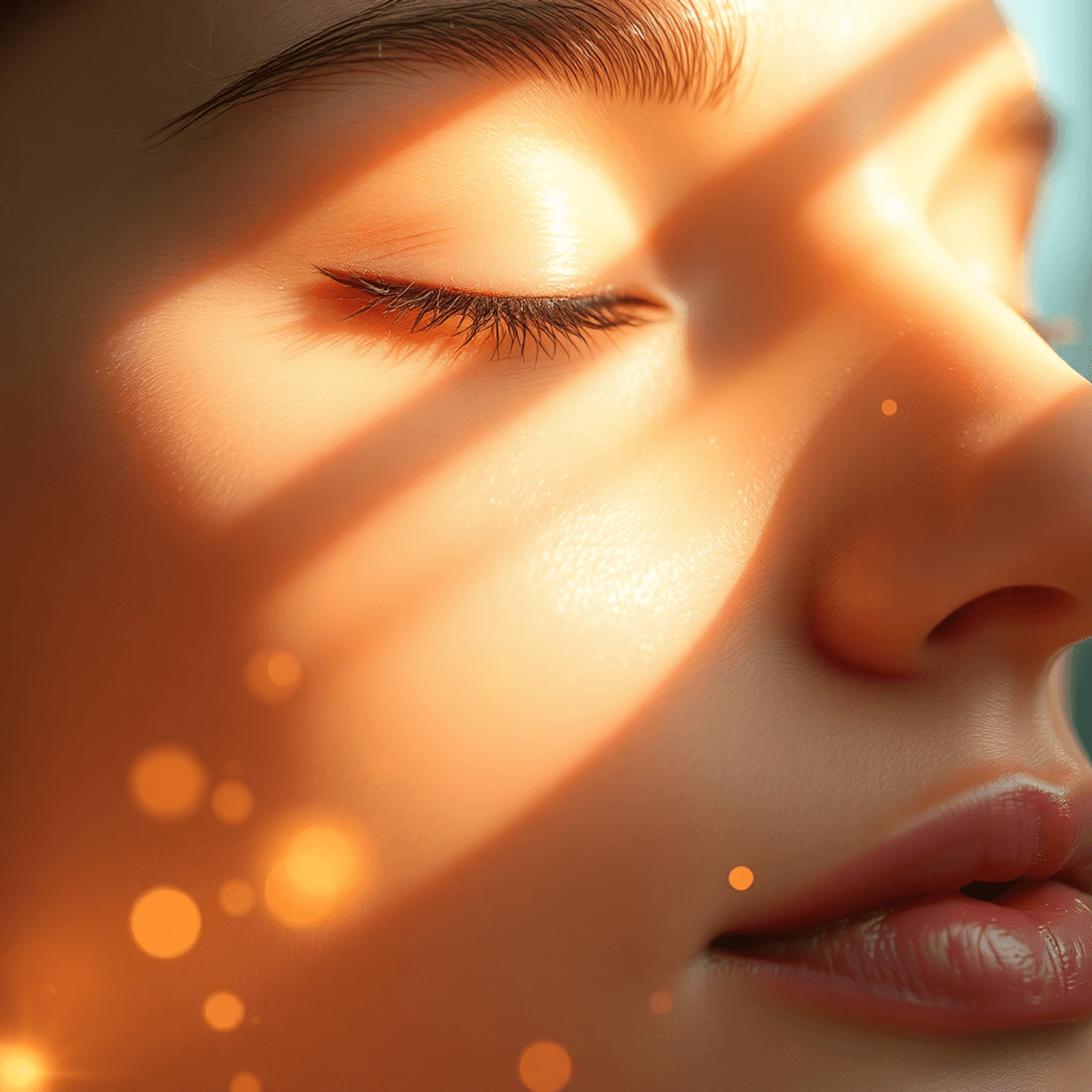 a glowing, dewy complexion highlighted with a serum dropper, visually showcasing the transformative EGF Benefits for Skin such as improved texture, firmness, and radiance, emphasizing the science-backed glow and anti-aging effects.