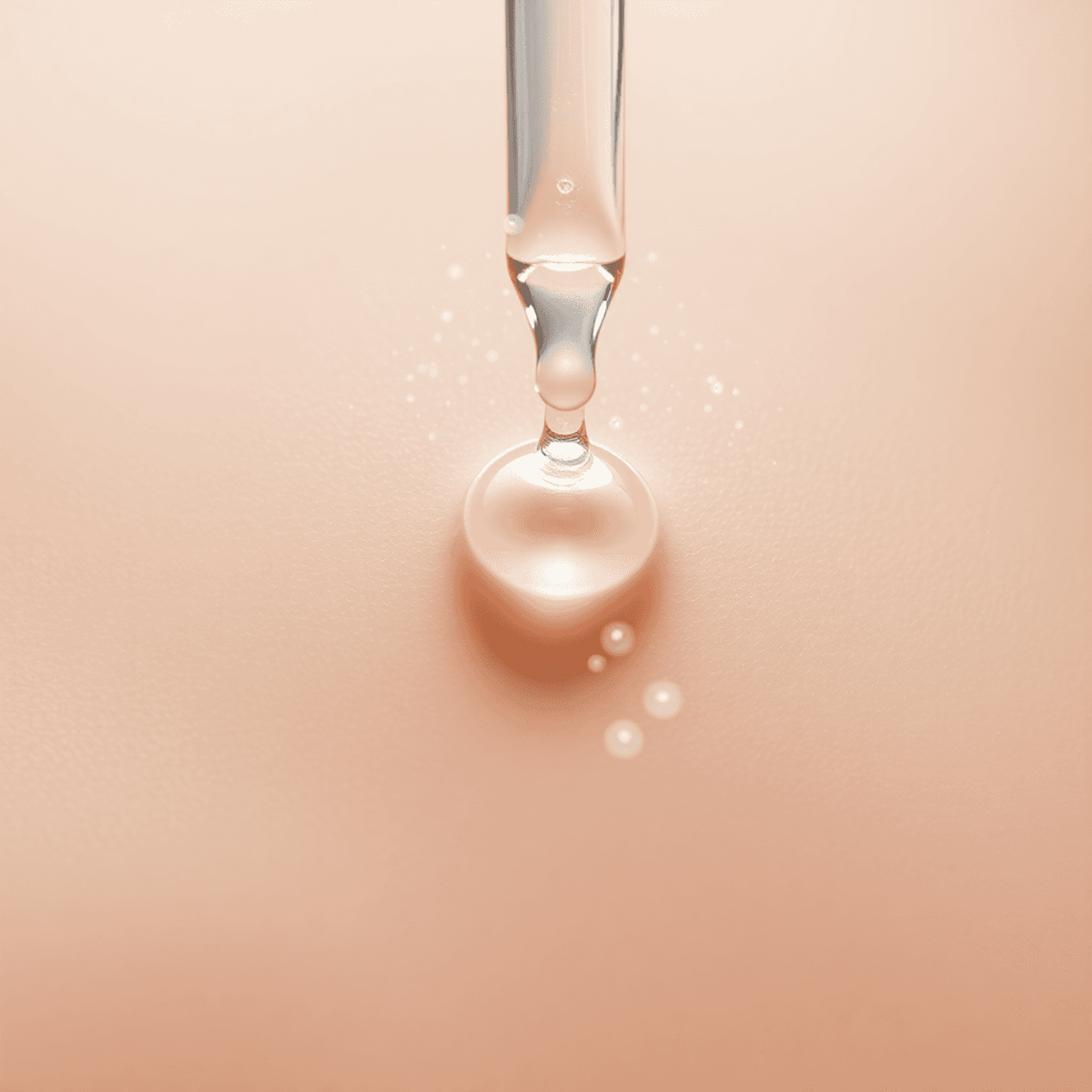 a dropper of serum drop on skin in article about Serums for Microneedling 