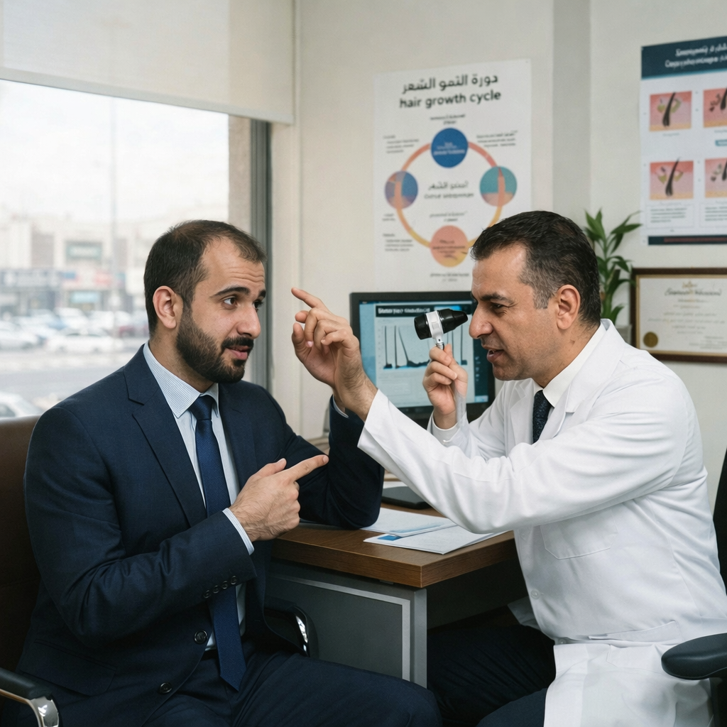 How to regrow hair shown with scalp treatment dermaroller and growth factor serum